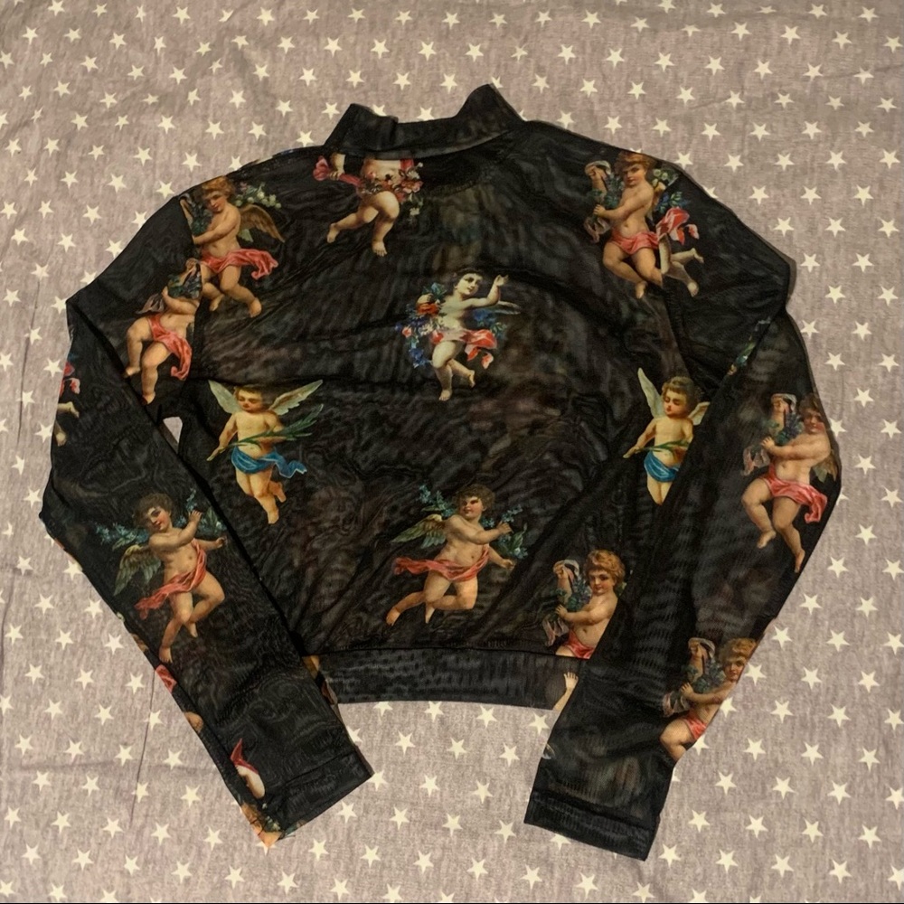 cute black top with angels